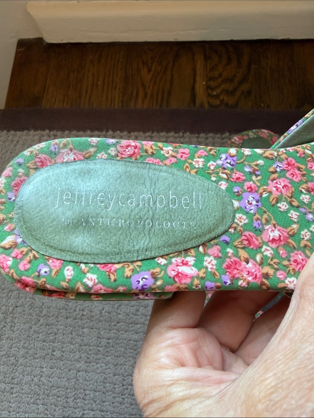 Jeffrey Campbell Floral Bow Slides in Green and Pink - Picture 2 of 5